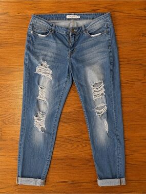 Cello Distressed Skinny Jeans Size 13 Medium Wash Stretch Denim